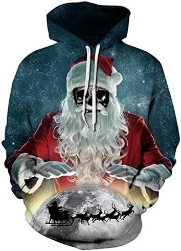 SgaSong Women's 3D Space Santa Claua Digital Printing Pullover Hoodie Sweatshirt Cool Outwear Coat S/M