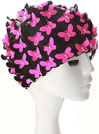 Shinen Butterfly Swim cap Floral Petal Style Bathing Caps for Swimming