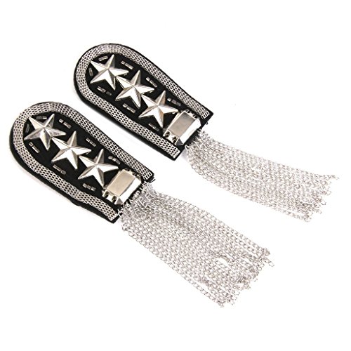 EBTOYS Shoulder Epaulettes Badge with Tassel Chain (Silver)