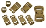 PKG(6) Assorted Molle Buckles in Army-Drab Pastic