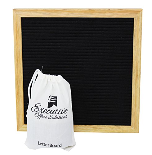 10 X 10 Changeable Letter Board - Black Felt With Solid Oak Frame, Wall Mount, Canvas Bag, and 290 Characters - by Executive Office Solutions