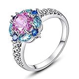 Psiroy 925 Sterling Silver Pink Topaz Filled Ring Flower Shaped Band