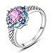 Psiroy 925 Sterling Silver Plated Pink Topaz Ring Flower Shaped Band Size 6