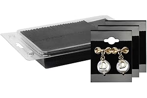 MOOCA 100 pieces of 1.5 x 2-inch plain black velvet hanging earring cards serve as earring holders and display cards for ear studs, hooks, clip earrings, and more. Made of plastic, designed to showcas