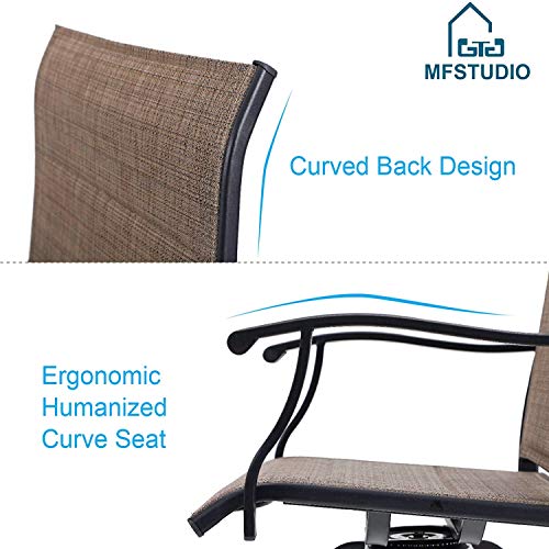 MFSTUDIO Outdoor Swivel Bar Stools Set of 3 Bar Height Patio Bistro Set