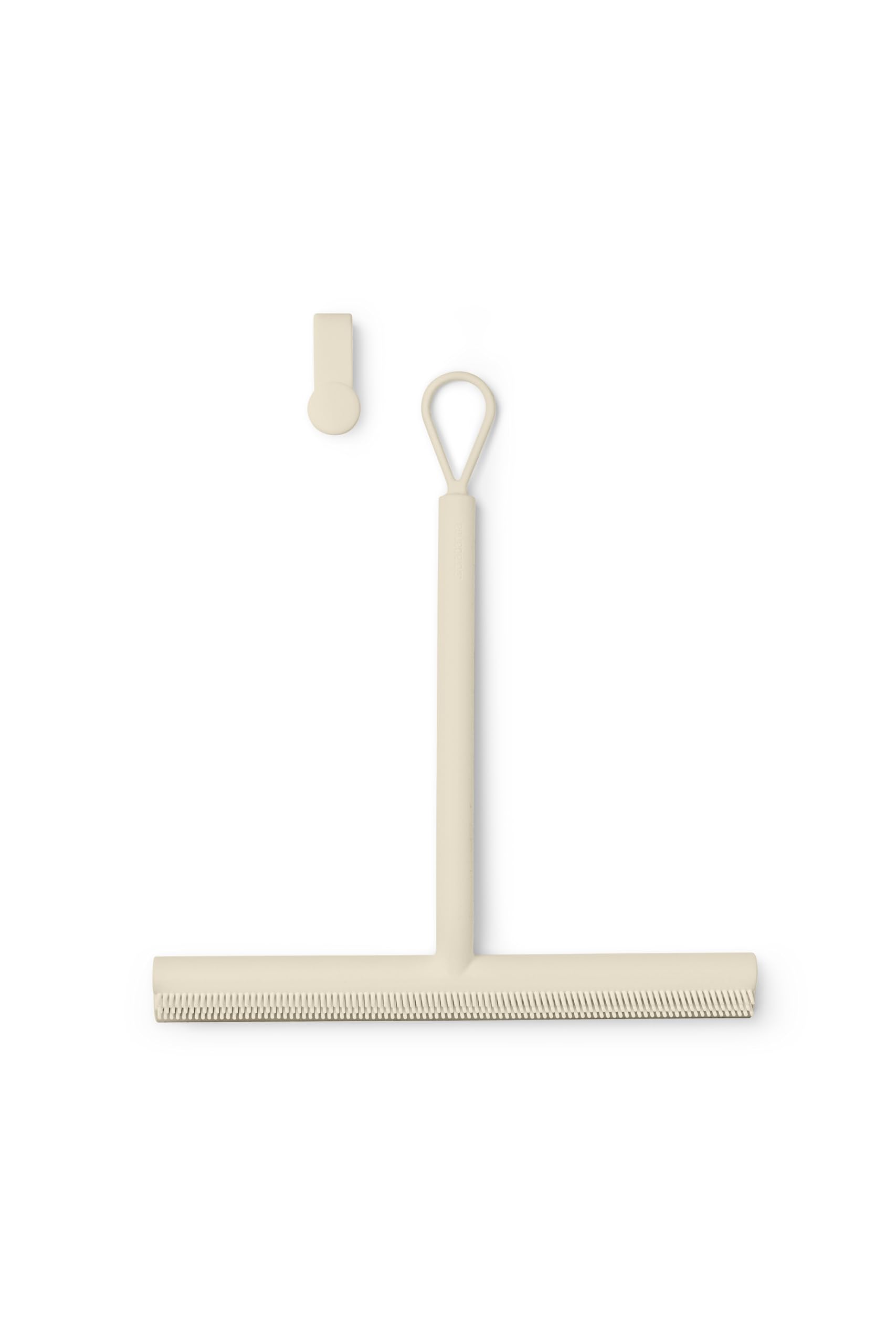 Brabantia - ReNew Shower Squeegee with Door Hook - Silicone Brush & Cleaning Wiper for Bathroom Glass & Tiles - Soft, Non-Slip Handle - Anti-Streak - Corrosion Resistant - Soft Beige - 42.1 x 9 cm