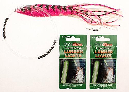 TGT NIGHT BARS Bioluminescent Glowing Squid Fishing Lure Pink Bait Omni Glow NEW
