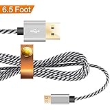 Micro USB Cable,6.5ft/2m Long Nylon Braided Tangle-Free High Speed Micro USB to USB 2.0 Android Charger Cord A Male to Micro B Sync&amp; Samsung Fast Charging Cable for Android/Windows/MP3/Camera and More