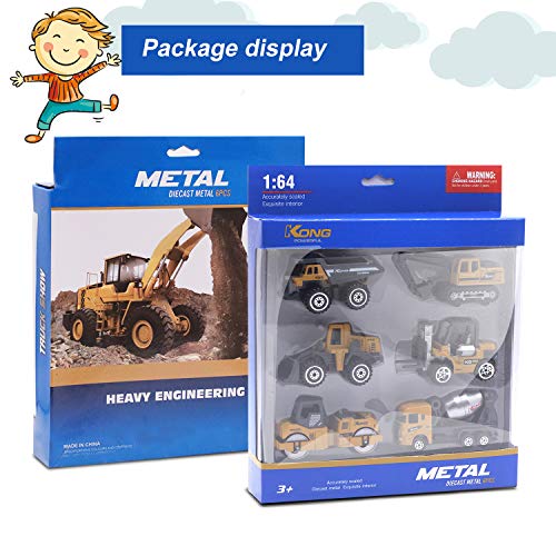 Alloy Construction Engineering Vehicle Toys set 12 PACK Stacker,Big forklift,Heavy duty roller,excavator,Heavy transport vehicle,Engineering mixer, Construction Traffic Sign mini Set for Kids Boys - Thumbnail 6