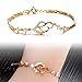 Kredy Women Bracelets, 18K Gold Elegant Double Heart Link Bangles Bracelets for Women Girls (Gold#1)