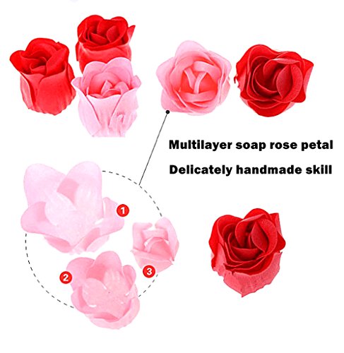 Kinteshun Bath Soap Rose Flower,Flora Scented Rose Petal Bouquet Gift Box I Love You Little Bear Doll(12pcs Rose,Gradually Varied Red) - Thumbnail 3