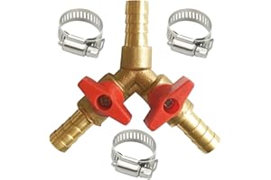 BesNPT 5/16" Hose Barb valve, Brass 3 Way Shut Off Valve Y Shaped 2 Switch Ball Valve