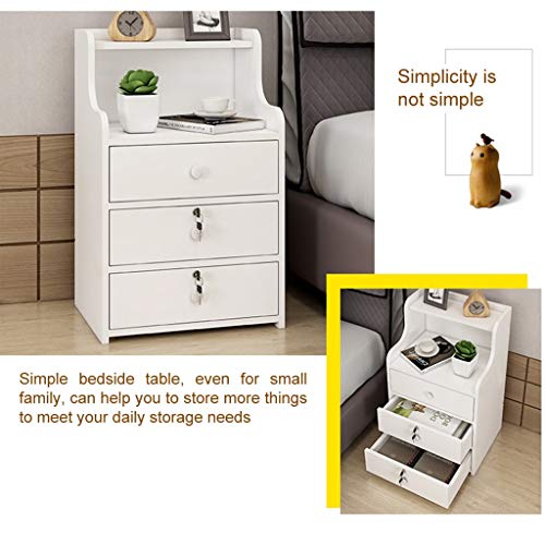 Xiuban White Nightstand 3 Drawers Bedside Table End Table