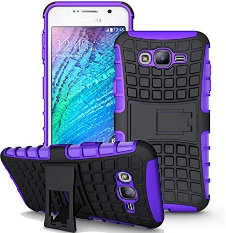 RioGree Phone Case for Samsung Galaxy J7 (2015) /J7 Neo J700 Heavy Duty Cell Shockproof with Kickstand Cover Skin TPU, Purple