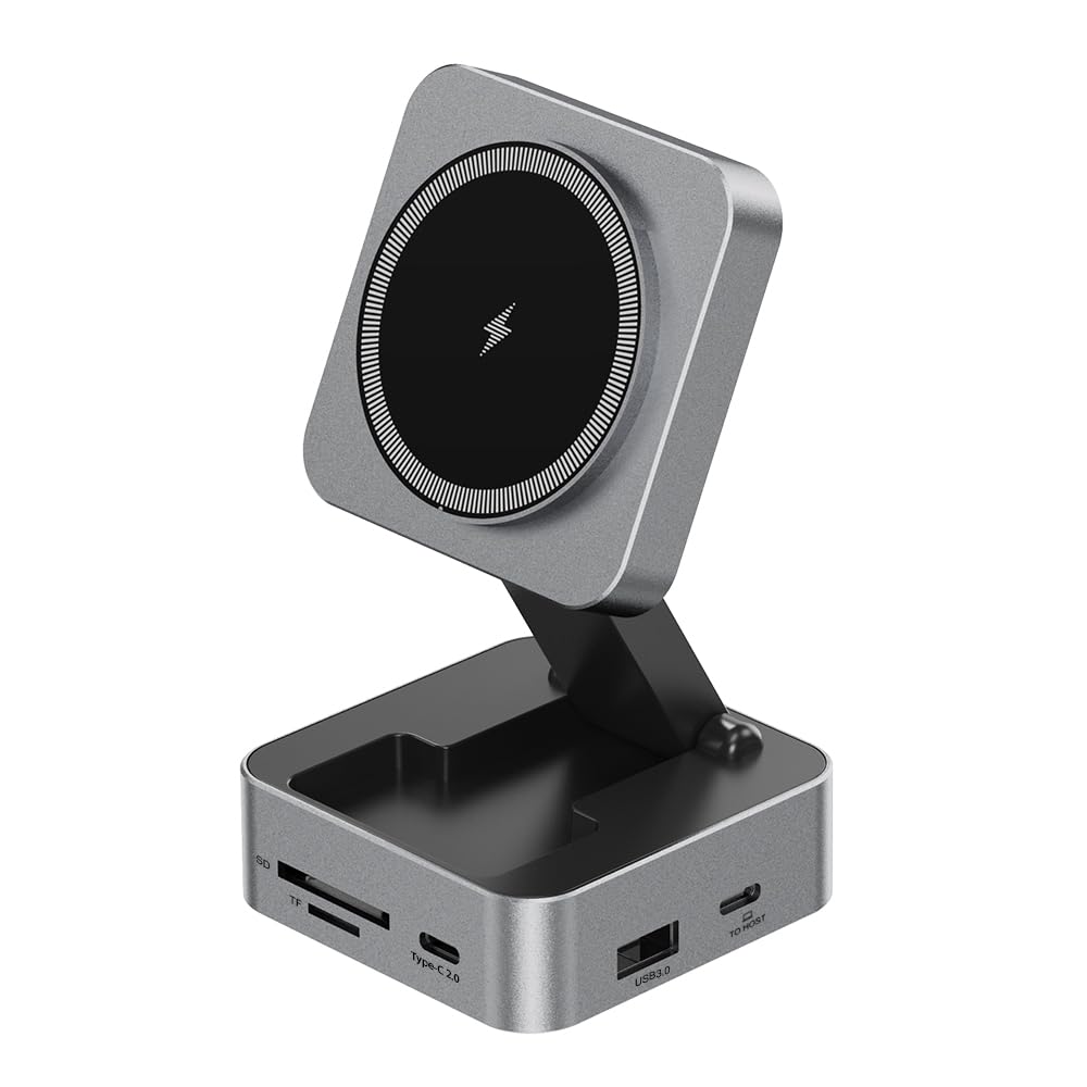 Photo 1 of 10-in-1 Portable USB-C Hub with Wireless Charger, 4K HDMI, Made with Aluminum Alloy Casing for Durability, Compatible with Mac, Windows, Compact and Lightweight USB C Docking Station for Travel