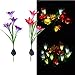 Solar Flower Light Foutou LED Lantern Decorative Outdoor Lawn Garden Lamp (4 Heads Lily(Multicolor))