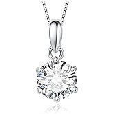 JewelryPalace Round 1ct 2ct 3ct Cubic Zirconia Solitaire Pendant Necklace for Women, 925 Sterling Silver 14k White Gold Plated Necklaces for Her, Classic Simulated Diamond Jewelry Set, 18 Inches chain