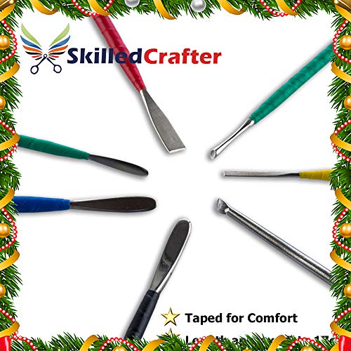 Skilled Crafter Pottery Tools & Carry Case. 28 Stainless Steel & Aluminum Clay Modeling & Sculpting Tools in 17 Piece Set. Professional Quality. + Free Needle Tool