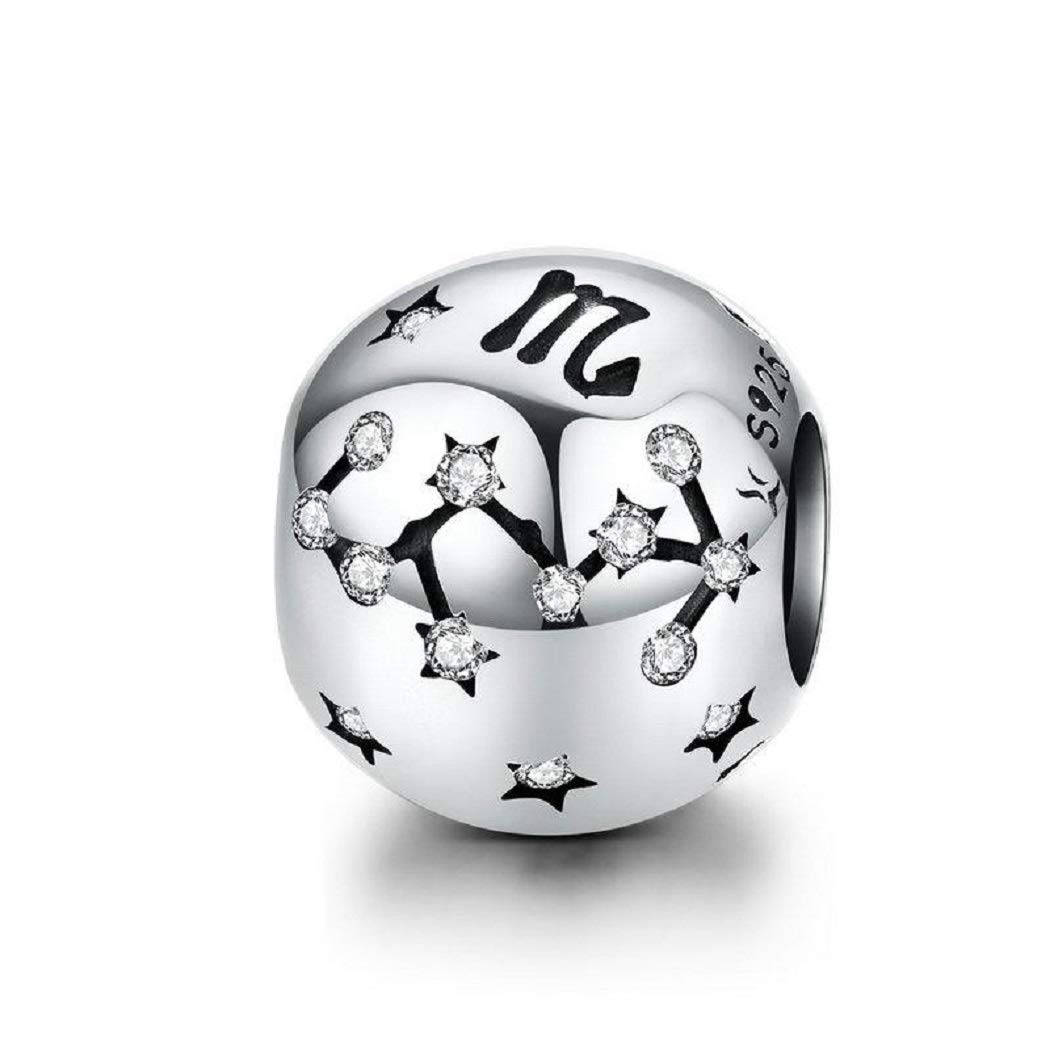 FeatherWish Scorpio Zodiac Star Sign Horoscope Charm 925 Sterling Silver Constellation Birthday Birth Month Bead Fits And Compatible With Pandora Bracelets Gift For Friend Daughter Family (Scorpio)