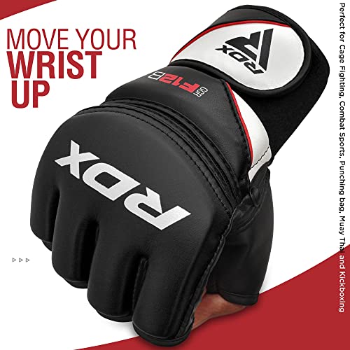 RDX Cow Hide Leather Grappling MMA Gloves Gel Cage UFC Fighting