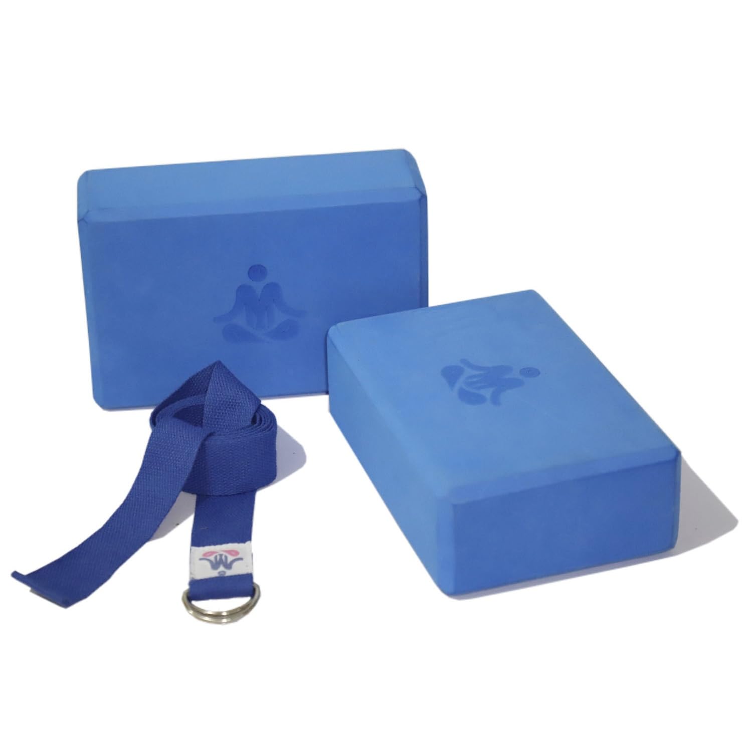 Mukz Combo of 2 Premium Yoga Blocks With Strap - Anti-Slip Moisture Resistant High-Density EVA Foam for Enhanced Stability & Support in Yoga, Pilates & Stretching Exercises