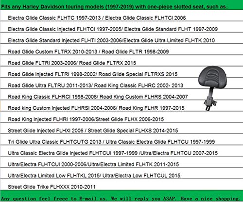 Plug-in Driver Rider Backrest Custom Made For 1997-2018 Touring Models, Adjustable
