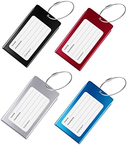 Luggage Tags, WeBravery Suitcase Labels Business Card Holder Travel Bag ID Metal Luggage Tag (4Pack-Multicolor)