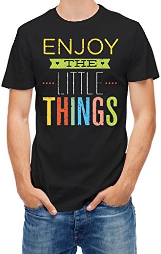 T shirt Enjoy The Little Things typo Motivation Black L