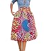 Women's Sun Flower High Waist A-Line Pleated African Print Midi Skirt Small Red