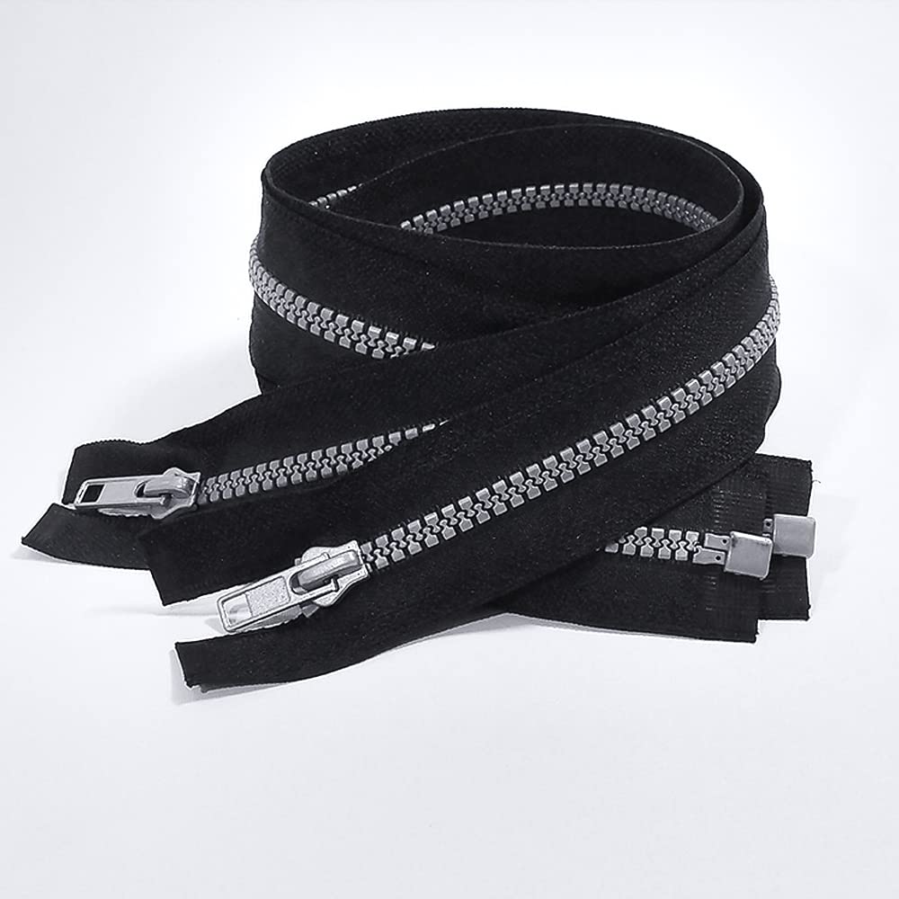 Pack of 2 Plastic Zipper (Size 40cm), 2 Pieces/Bag #5, Zipper for Sewingand Crafts, Black Zipper, (40cm, 332)