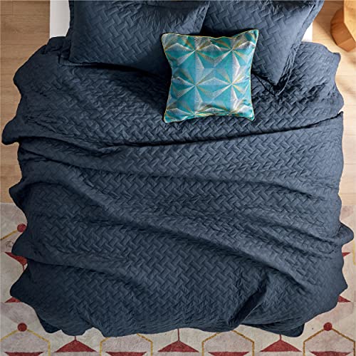 BEDSURE King Size Quilt Set Lightweight Summer Quilt King Size Navy