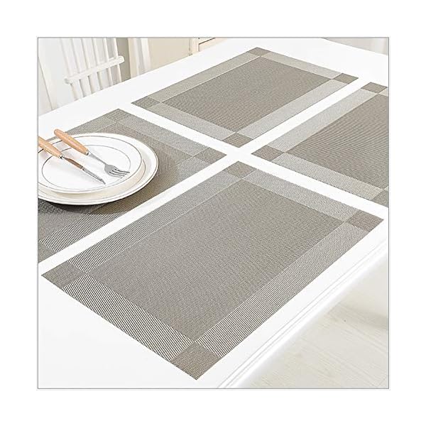 Panngu-Modern-Placemats-Set-of-6-Premium-Table-Place-Mat-with-6x-Placemats6x-Coasters-Heat-Resistant-Washable-445X30cm-Simple-Silver-Grey Panngu Modern Placemats Set of 6, Premium Table Place Mat with 6x Placemats+6x Coasters Heat Resistant Washable, 45X30cm…