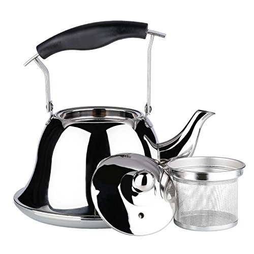 Onlycooker Whistling Tea Kettle Stainless Steel Stovetop Teakettle Sturdy Teapot for Tea Coffee Fast Boiling with Infuser Silver Mirror Finish 2 Liter/2.1 Quart - Thumbnail 4