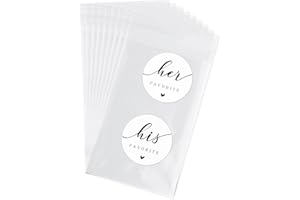 200pcs His Favorite Her Favorite Stickers, Wedding Stickers with 200 Transparent Self Sealing Snack Candy Bags for Guest Welc