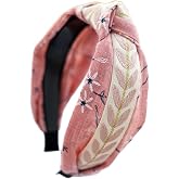 DILBABA Women's Fashion Headbands - Vintage Ethnic Style Wide Knot Hair Accessories For Women (42-Pink, One Size)