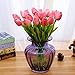 10PCS Wedding Decor PU Tulip Artificial Wedding Home Design Bouquet Flowers (darkpink)