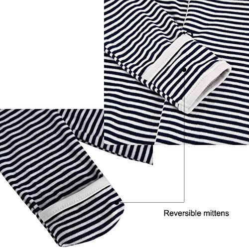 Baby Footed Pajamas with Mittens - 3 Packs Boys Baby Footie Onesies Sleeper Newborn Cotton Sleepwear Infant Outfits (3-6 Months, Grey/Stripe/Excavator) - Thumbnail 4