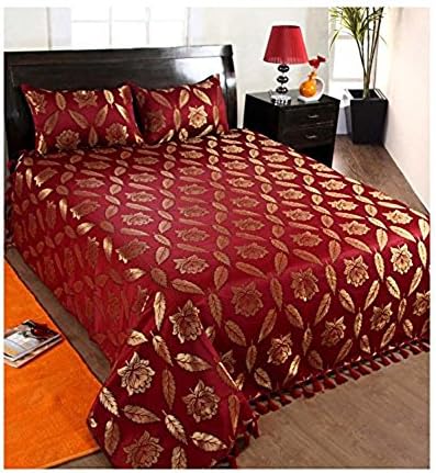 PEPONI Polyester 140 TC Bedsheet (Standard_Maroon)