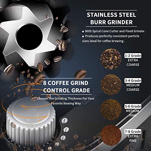 10Cup Drip Coffee Maker, Grind and Brew Automatic Coffee Machine with