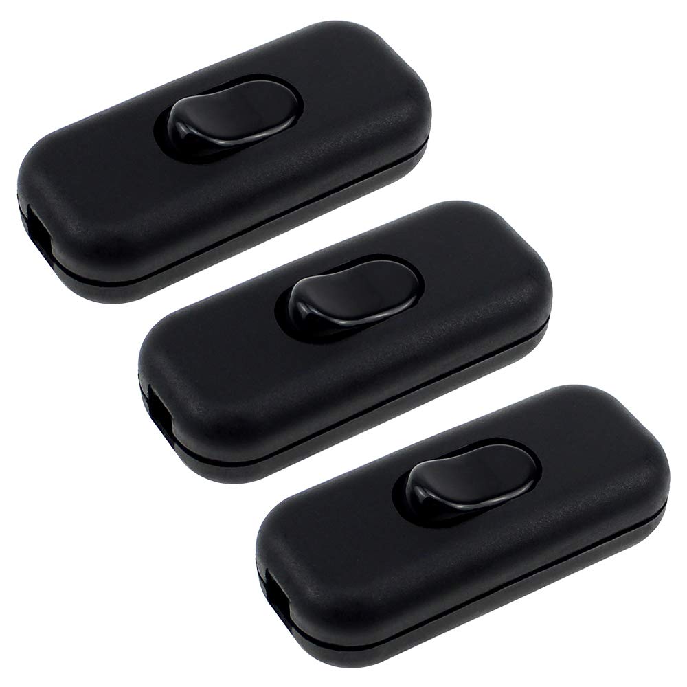 RtottiM 3 Pcs 6Amp in-line Switch Black Inline Switch in-line Cord Switch 250V Inline Light Switch for Small Appliance or Lamp