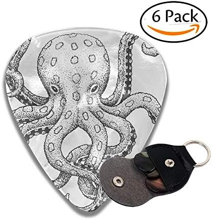 Octopus Sketch Style Print Of Deadly Blue Ringed Octopus Camouflage Stylish Celluloid Guitar Picks Plectrums For Guitar Bass .6 Pack 71mm