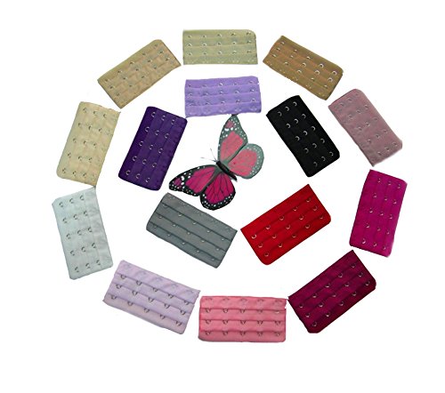 Ewandastore 10 Pcs Assorted Colors 5 Hooks 3 Rows Women Bra Extender Strap