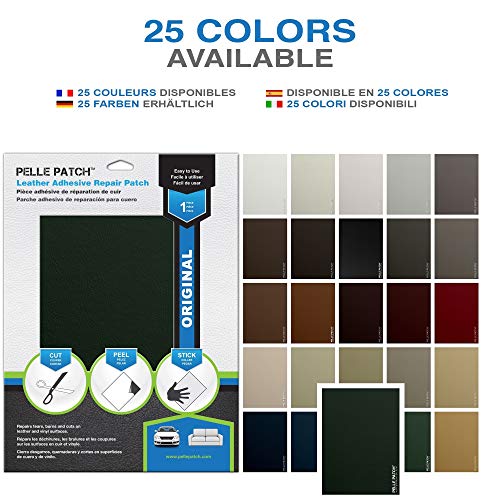 Pelle Patch - Leather & Vinyl Adhesive Repair Patch - 25 Colors Available - Original 11x16 - Dark Green