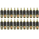 GLS Audio Locking Series "Generation 4" Gold Connector Banana Plugs Banana Clips - 24 Pack (12 Reds & 12 Blacks)