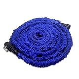 FlatLED Garden Water Hose, 50Ft Blue Collapsible Flexible Expanding Retractable Automatically without Spray Nozzle
