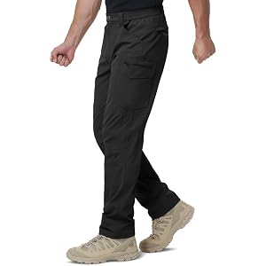 ZKRYOVEX Men's Hiking Pants Lightweight Quick Dry Stretch Cargo Work Pants | Inner-thigh Vents, with 6 Pockets, Water-Resista