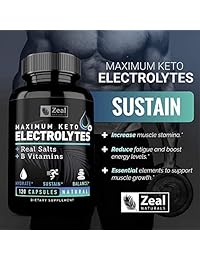 Keto Electrolyte Suplemento Plus+ (120 cápsulas) más eficaz Keto Electrolytes w sal real, B...
