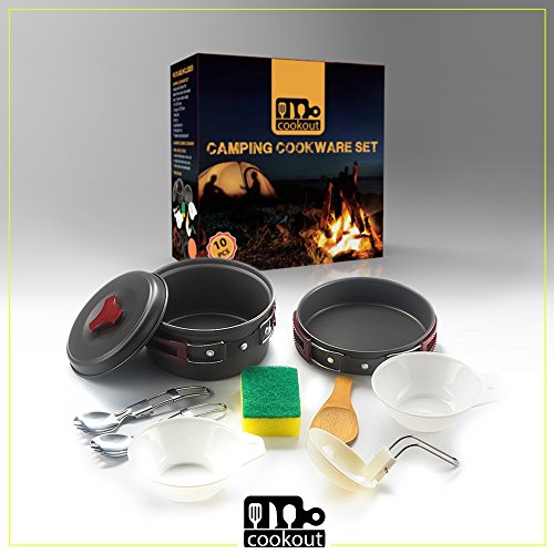 Camping Cookware Set Non-Stick 13 Pcs | Anodized Aluminum Alloy Kitchen Utensils