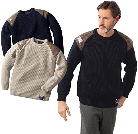 Amazon ハリスツイード セーター メンズ ニット 長袖 Men S 英国製 おしゃれ 紳士用 ハリス ツイード Harris Tweed ハリスツイード ウール 羊毛 英国製 オックスフォードクルーネックセーター ネイビー Mサイズ セーター 通販