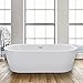 Woodbridge Freestanding Bathtub, 100% Acrylic Bath Tub, High Glossy White, with Brushed Nickel Overflow, B-0002